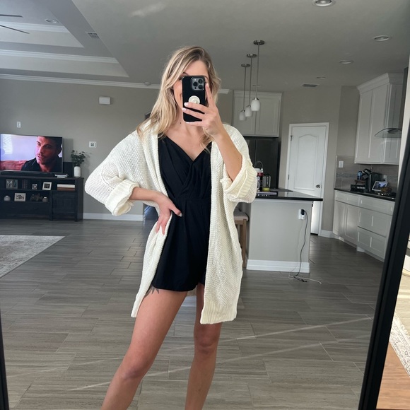 White Cream Open Knit Cardigan - Picture 3 of 5